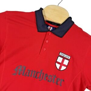 Team Spirit Polo Shirt Mens M Red Manchester England Soccer Sport 10 NWT